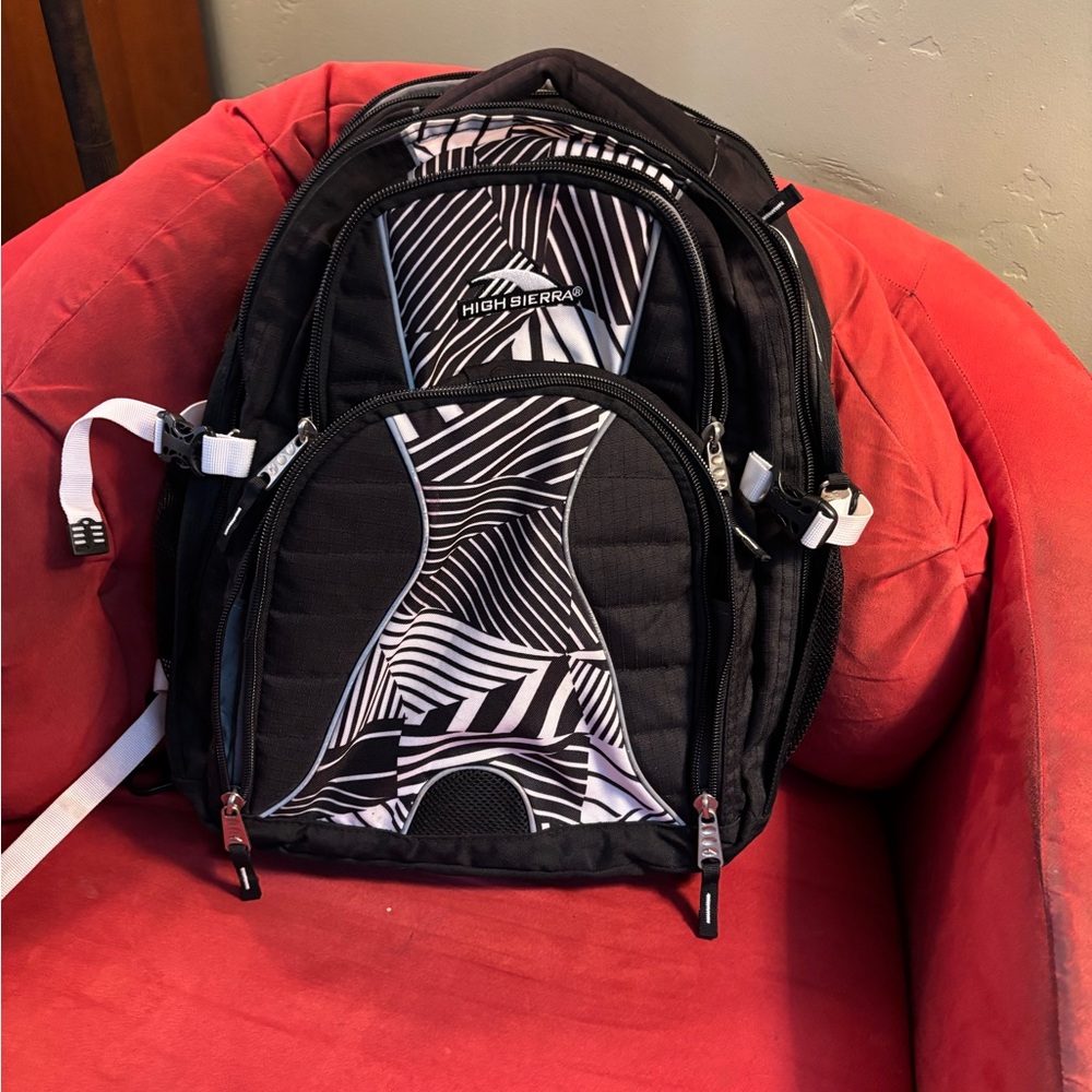 High Sierra Black and White Patterned Backpack
